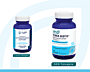 Two blue and white supplement bottles. The left bottle is labeled "Ther-Biotic® Detoxification Support" and the right bottle is labeled "NAD+ Therapy". Both have white caps and are placed against a white background with a blue design.
