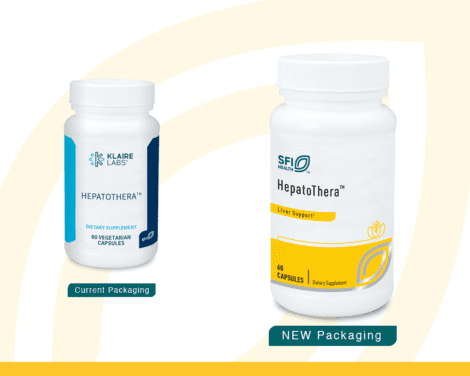 Comparison of current and new supplement packaging.