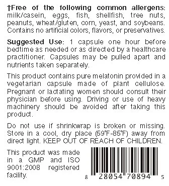 Allergen information and suggested usage instructions.