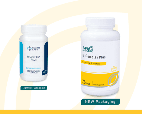 Side-by-side old and new B Complex packaging