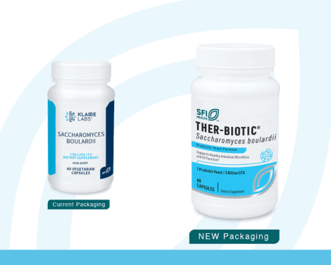 Supplement bottles with current and new packaging.