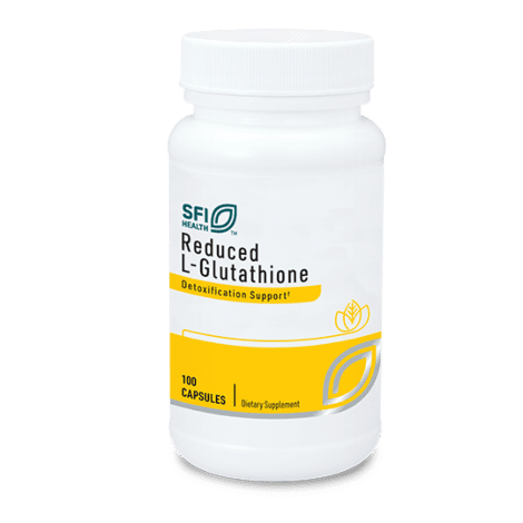 White bottle of L-Glutathione capsules.