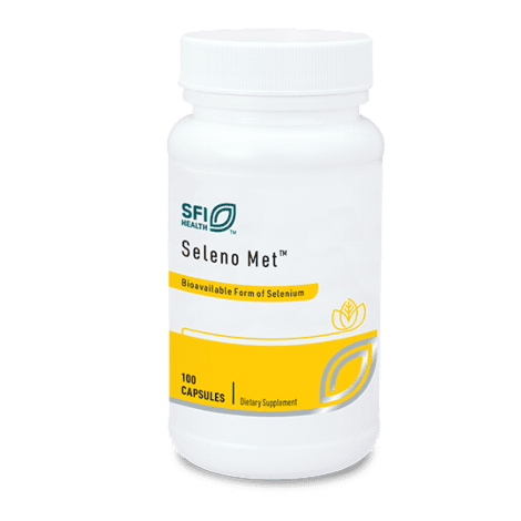 Seleno Met dietary supplement bottle.