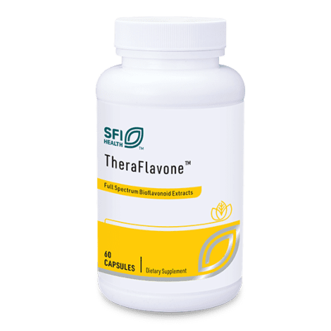 TheraFlavone dietary supplement bottle, 60 capsules.