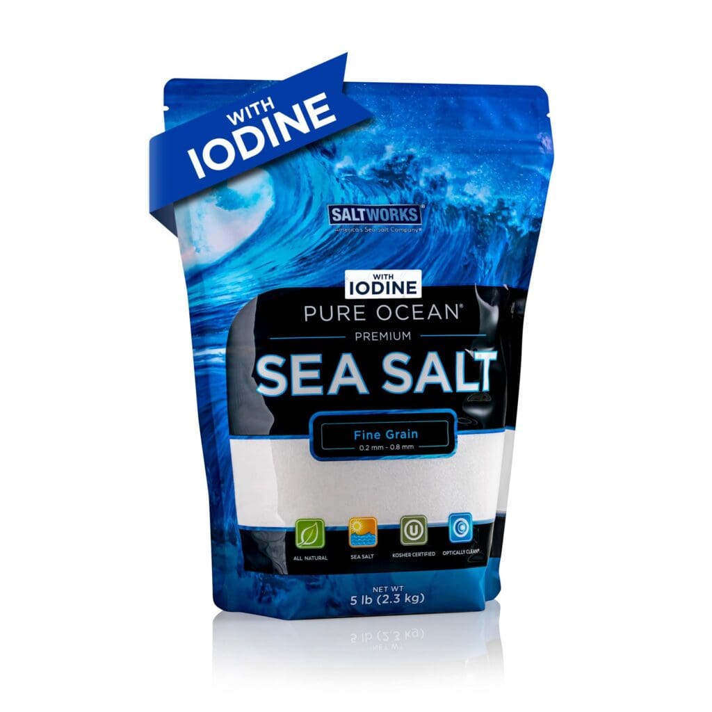 Sea salt package with added iodine.