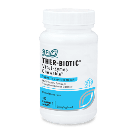Ther-Biotic Vital-Zymes chewable supplement bottle.