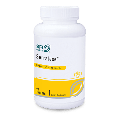 White bottle of Serralase dietary supplement.